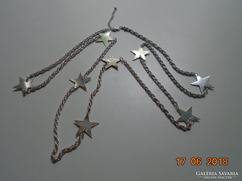 Silver-plated necklace with 8 silver-plated star pendants