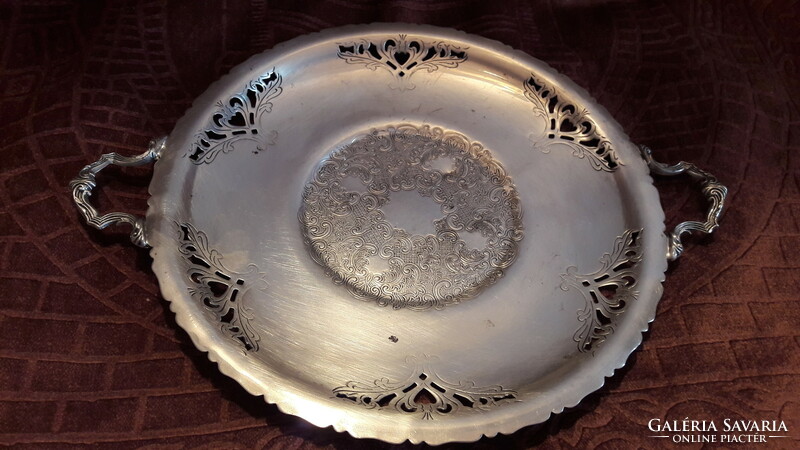 Old silver-plated tray and table centerpiece set (m2838)