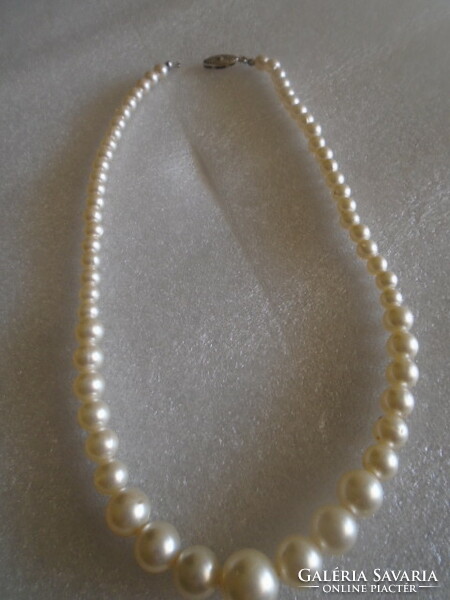 Very antique one row pearl necklace full art deco small flaw 42 cm long largest eye 1.2 cm