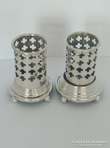 Pair of silver toothpick holders