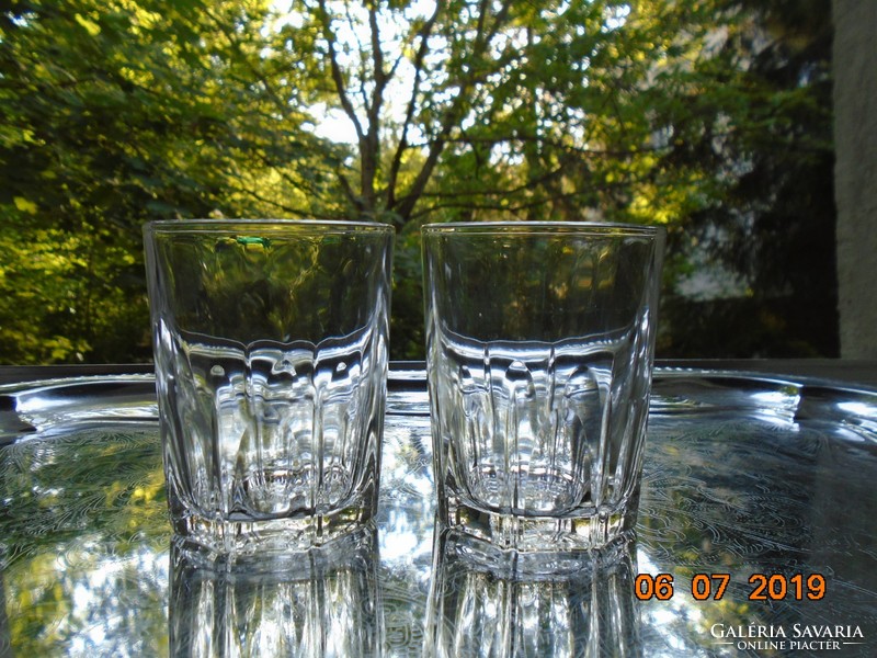 2 Ribbed marked glass glasses