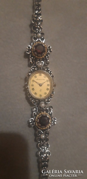 Working bartel & sohn (augsburg) gold-combined tourmaline stone old silver women's watch jewelry