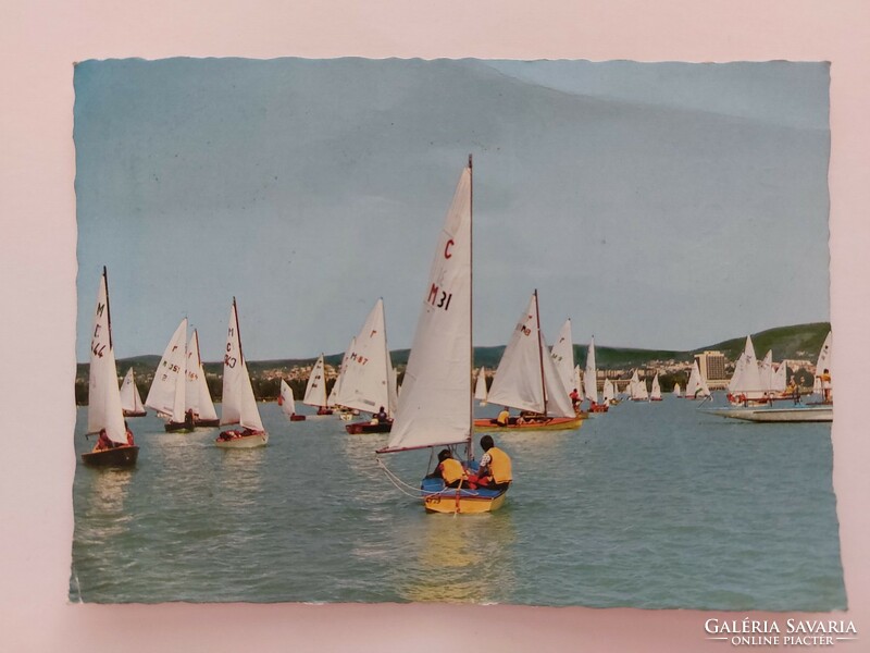 Retro képeslap fotó levelezőlap 1986 Balaton vitorláshajók