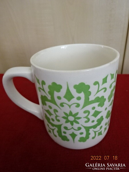 Zsolnay porcelain mug, marked 503/1. Antique, green pattern. He has! Jokai.