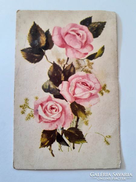 Old floral postcard pink rose postcard