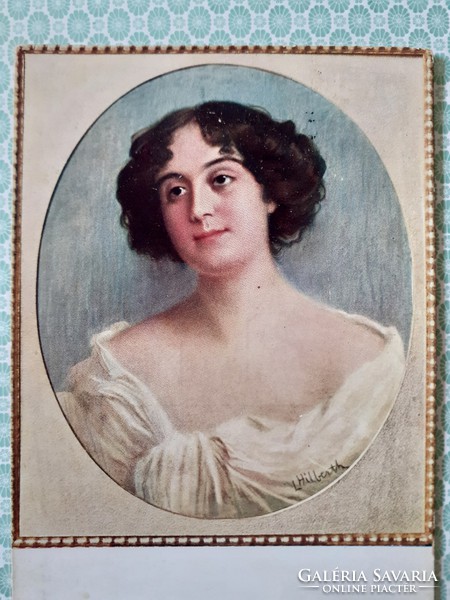 Régi képeslap 1915 Hilperth Annunciata hölgy művészeti levelezőlap