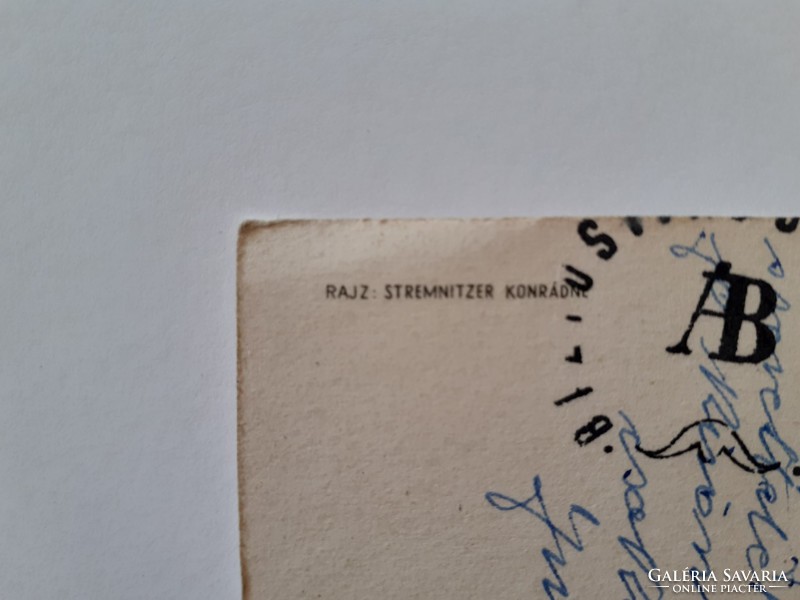 Régi virágos képeslap 1961 sárga rózsás levelezőlap