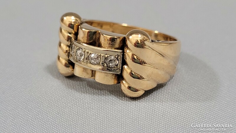Antik 14 K arany női gyűrű gyémántokkal 7,9 g