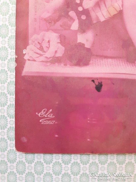Régi Ela fotó képeslap kislány baba levelezőlap