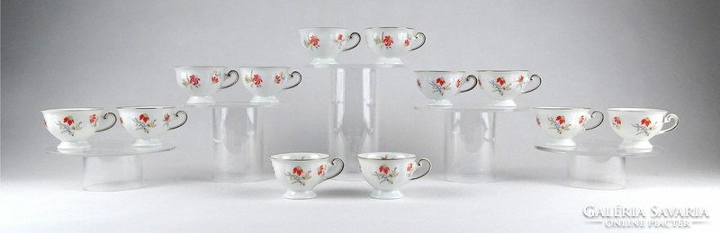 1J889 old marked Bavarian porcelain coffee cup with flower pattern 12 pcs
