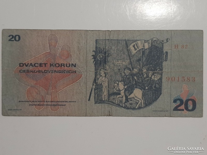 Ritka! Cseh , Csehszlovákia  20 korona  ,  DVACET KORUN  1970