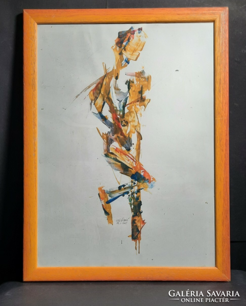 Iska Ranó: Absztrakt figura, 2001 (olaj, 45x34 cm) kortárs osztrák festőnő