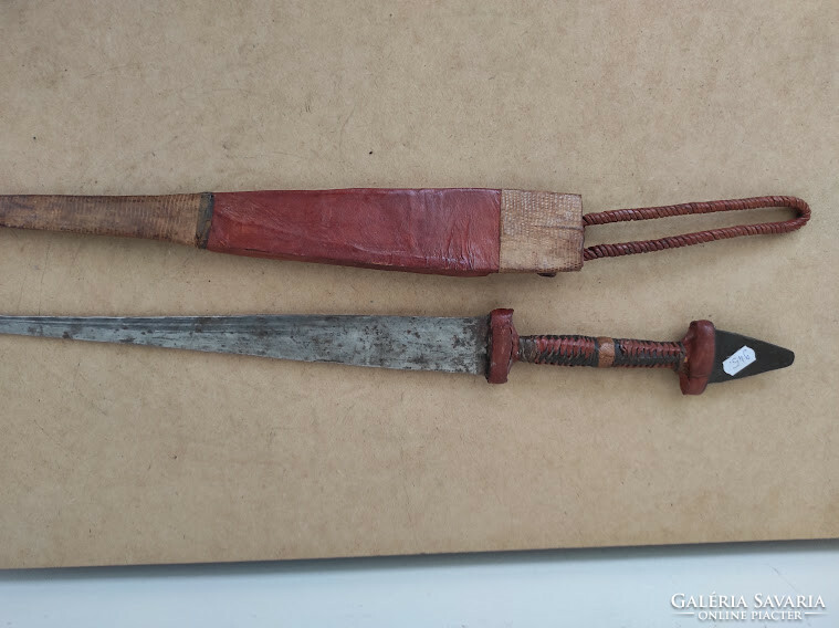 Antik afrikai kés Afrika vas penge gyíkbőr díszítéses maszáj tőr 945 5740