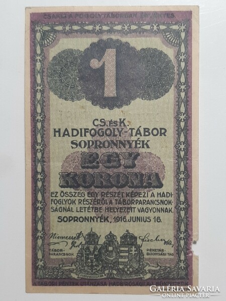 Sopronnyék hadifogolytábor 1916  1 korona Római sorozat