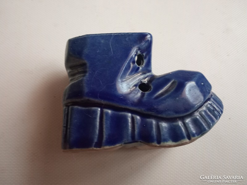 Fairy ceramic blue boot toothpick holder