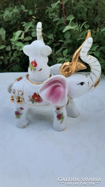 Floral porcelain mother elephant with her baby
