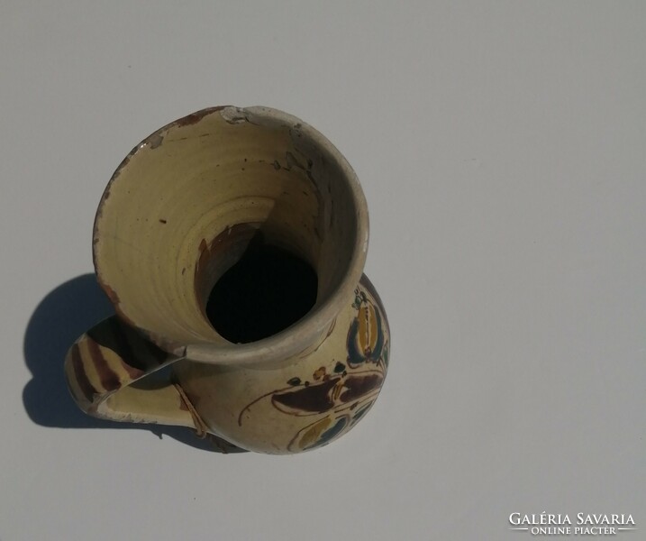 Antique (old folk) earthenware goblet from the 1800s (today: 22.5 cm) collector's item