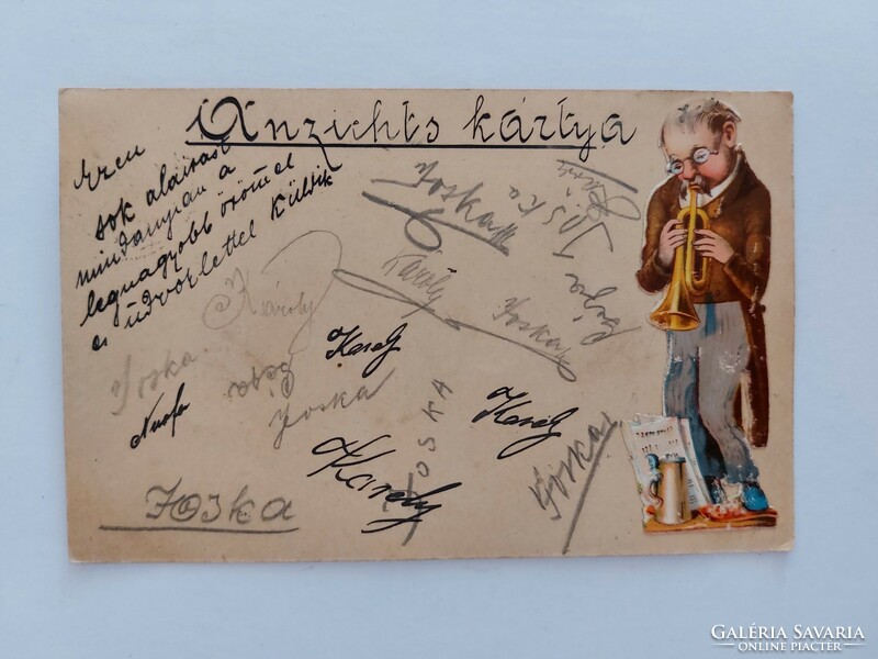 Régi képeslap 1903 levelezőlap trombitás