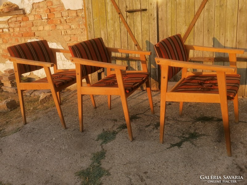 3 darab régi skandináv jellegű karszék karfás szék kis fotel retro mid century loft