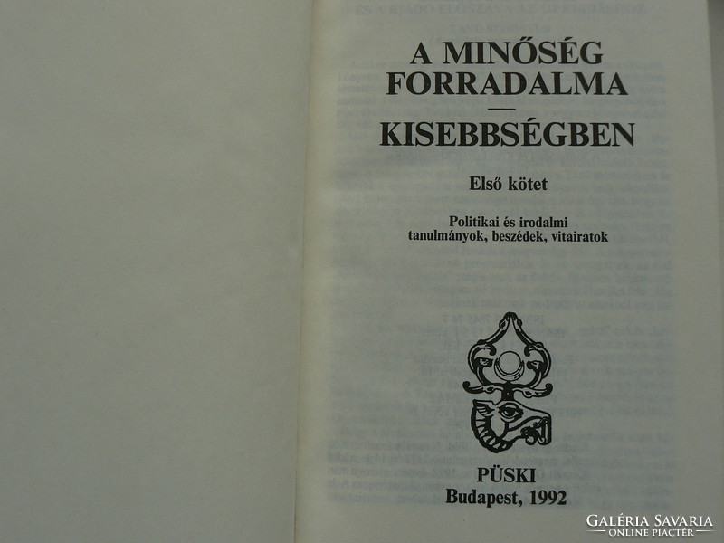László Németh, the quality revolution - in the minority i.-II. 1992, Book in good condition