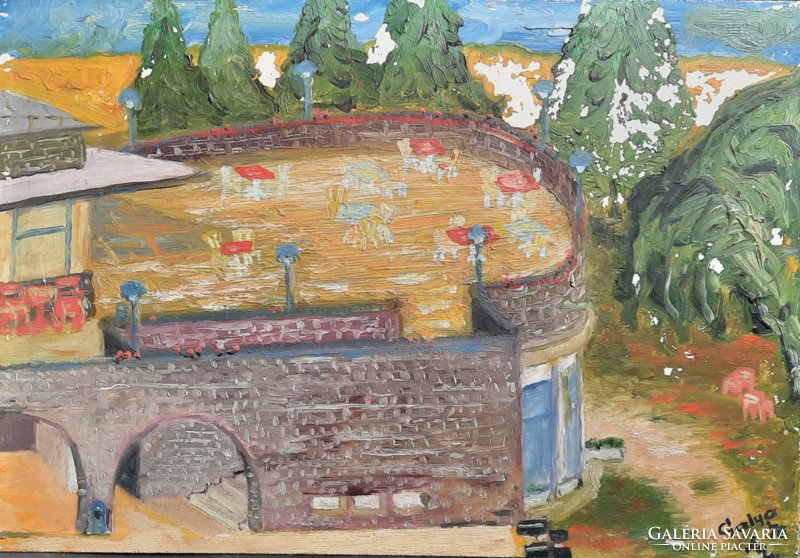 Bastion terrace (oil, wood, 23x33 cm) 1976, marked 