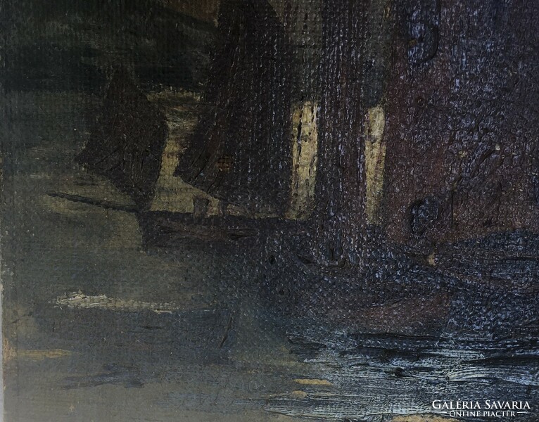 HAJÓK-olajfestmény durva vásznon-1800-as évekből lehet