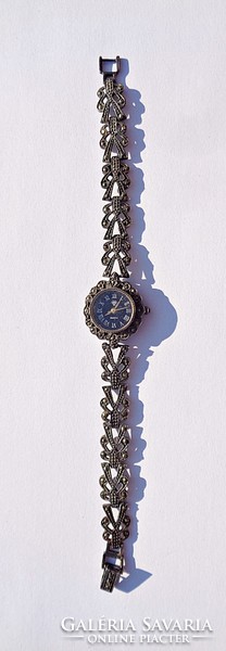 Silver watch with many marcasite stones