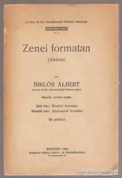 Albert Siklós: musical format 1923