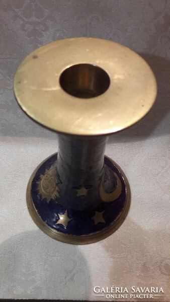 Copper candle holder, compartment enamel candle holder (l2835)