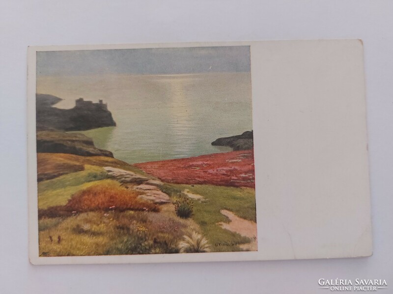 Régi képeslap 1915 művészeti levelezőlap tengerpart