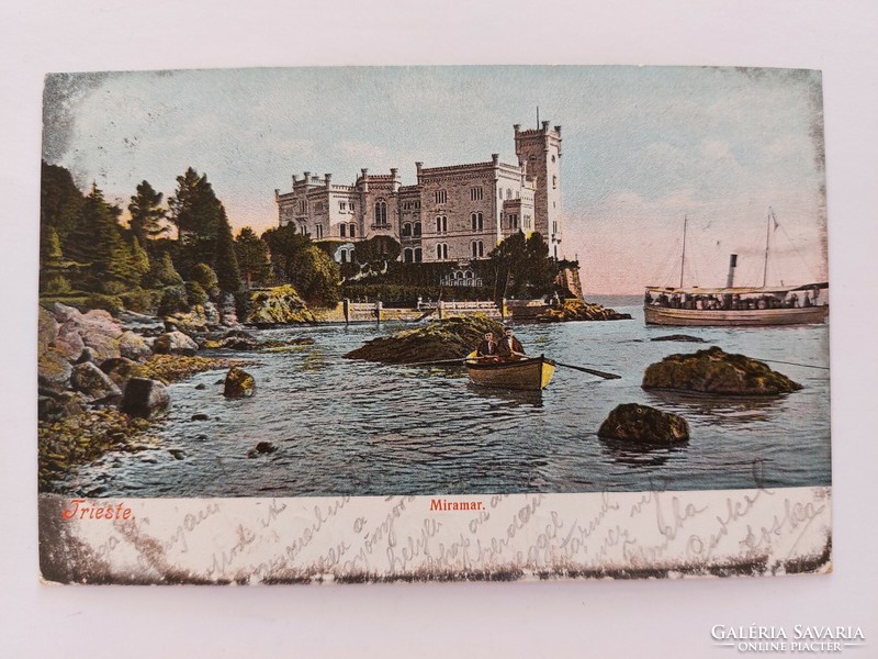 Régi képeslap 1904 levelezőlap Triest Miramare kastély