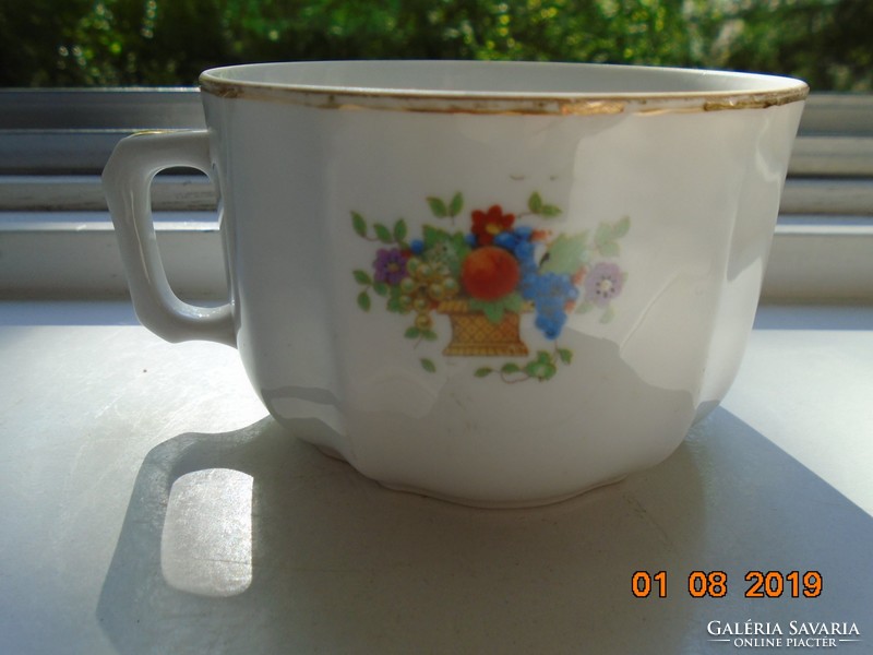 Mcp antique Czech intaglio numbered tea cup with flower and fruit basket pattern