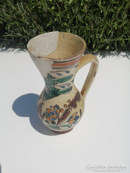 Antique (old folk) earthenware goblet from the 1800s (today: 21 cm) collector's item