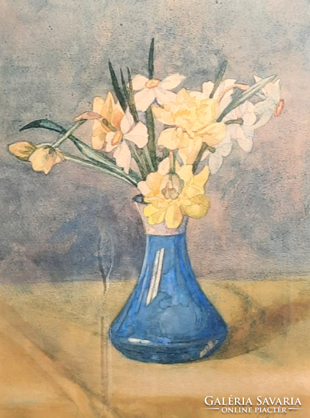 Flower still life (lajos Herend, 1943) with frame, size 51x42