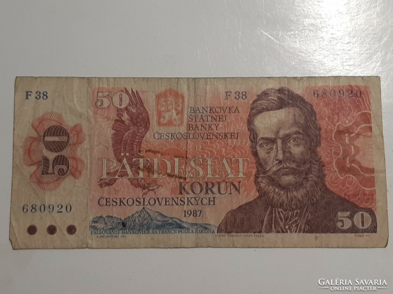 1987 50 Korona Czechoslovakia patdesiat korun