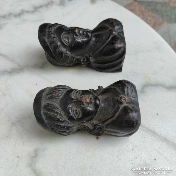 Pair of antique hand-carved carvings, furniture decoration, next to mirror, empire