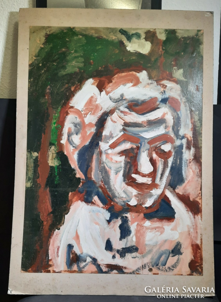 Miklós Cs. Németh: self-portrait? (Oil, cardboard, 100x70 cm) male portrait