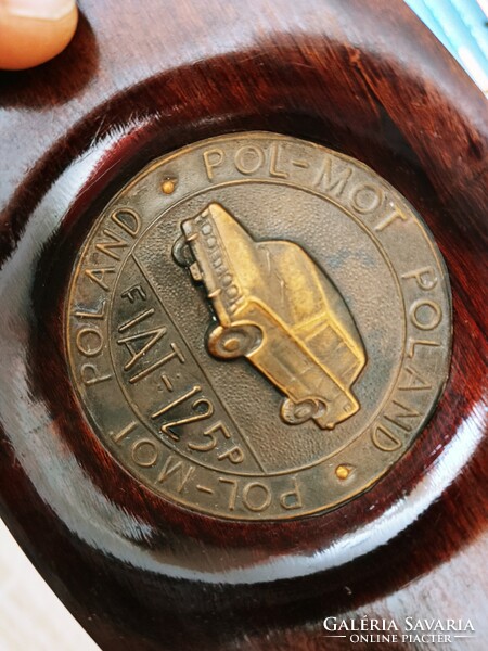 Polski fiat 125p pol-mot polska wood-copper beautiful ashtray for obsessive fans of the brand