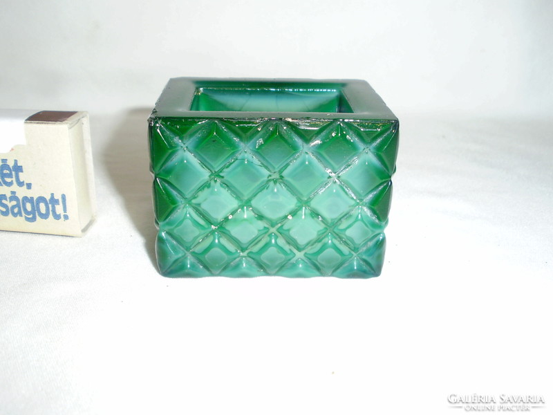 Vintage malachit üveg doboz, szögletes ékszer, egyéb tartó