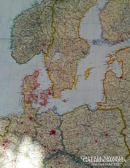 Hermann Haack Gotha iskolai fali térkép Európa -Ostseeländer karte , a 1960-as évekből