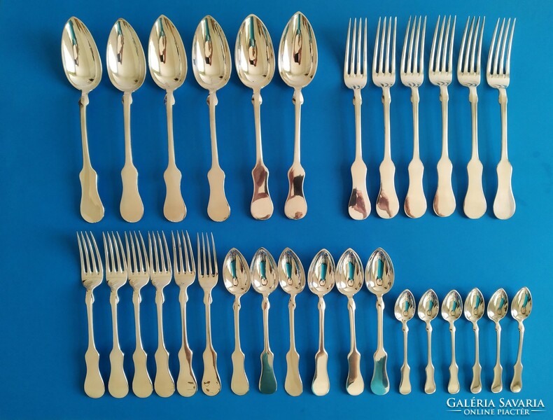 Silver 6-person cutlery set in violin style, 30 pieces