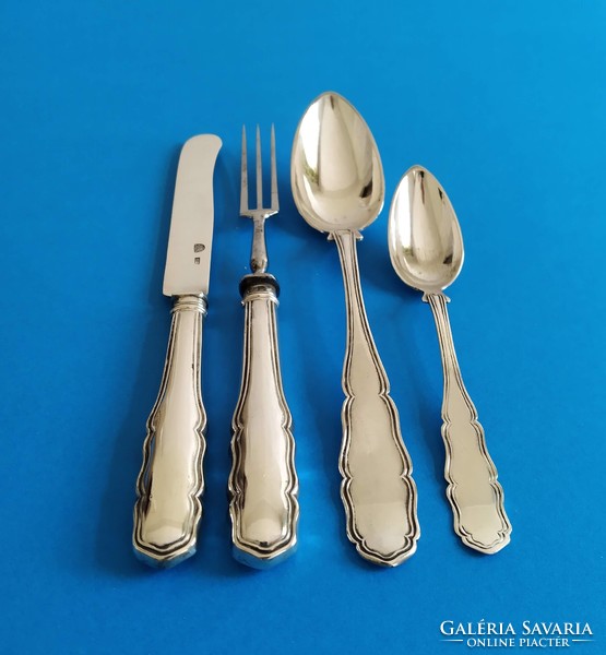 Silver Antique Chippendale Children's Cutlery Set Christening Set