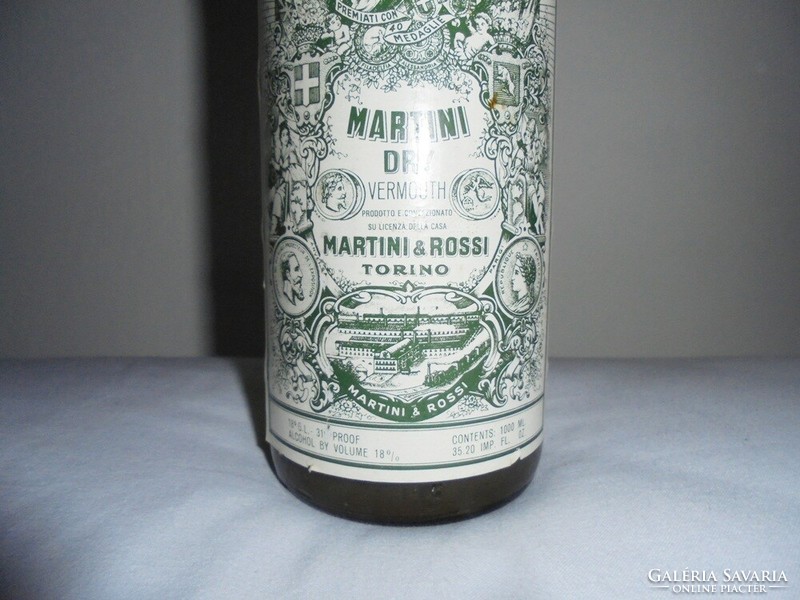 Retro Martini Dry Vermouth ital üveg palack - Balatonboglári M.K. Délker, bontatlan, ritkaság