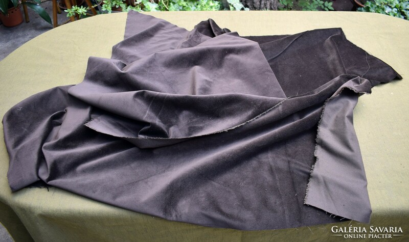 Brown micro-velvet material leftover clothes, tablecloth, decor for further use for sewing 3 textiles