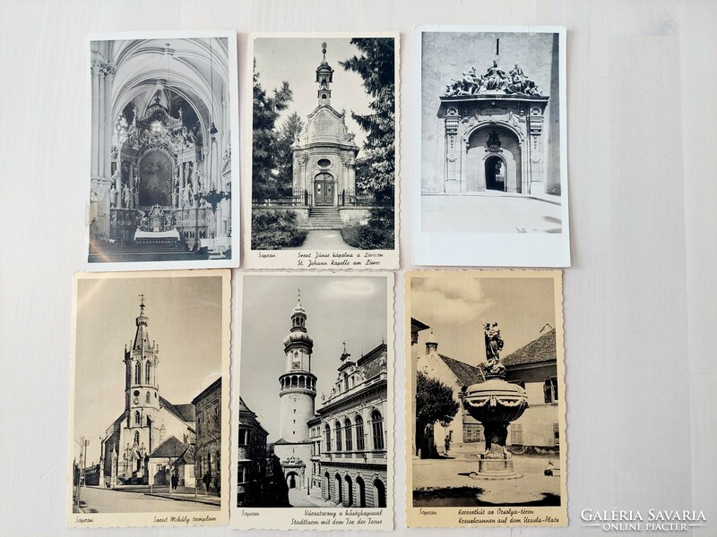 Sopron, 6 darab régi képeslap együtt, postatiszta