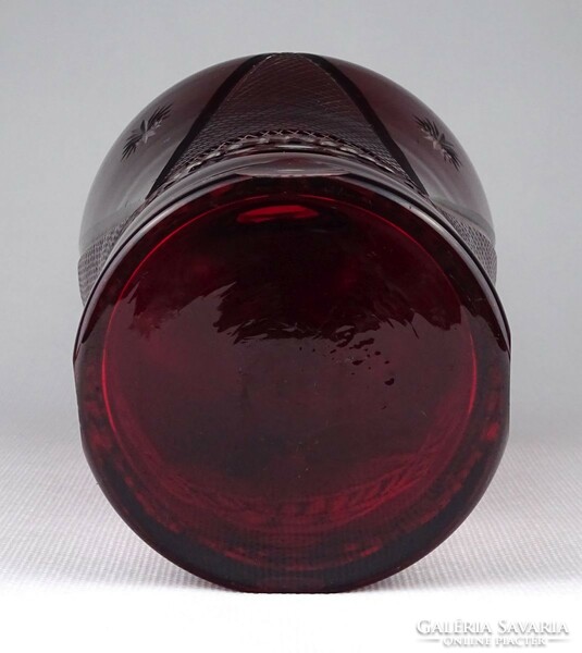 1J488 old burgundy colored glass offering 24.5 Cm