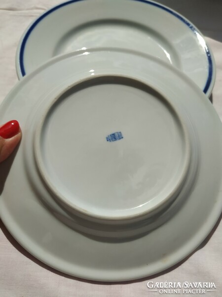 Zsolnay porcelain blue striped small plate 2 pieces for sale!