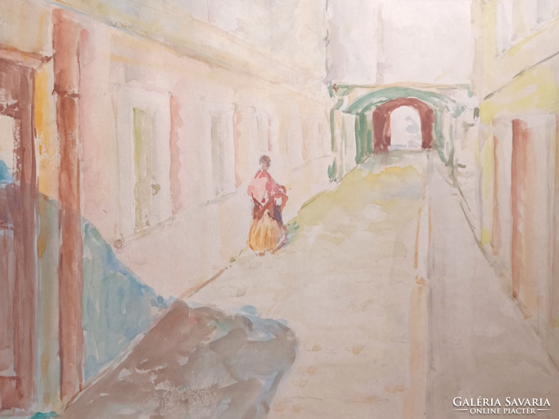 Walk between the houses (38x48 cm) watercolor