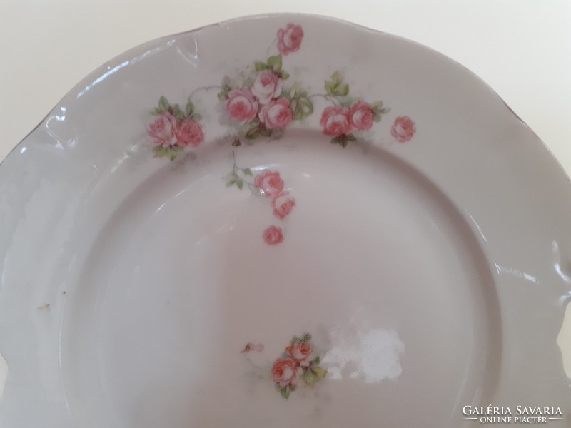 Old porcelain serving plate rose pattern victoria austria cake tray with handle