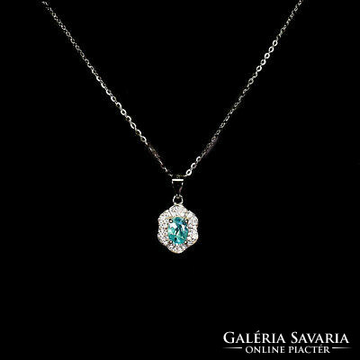 925 Sterling silver pendant with paraiba apatite 5mm